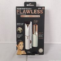 Front of retail box showing Finishing Touch Flawless facial hair remover