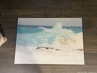 Front view of rectangular ocean wave canvas print
