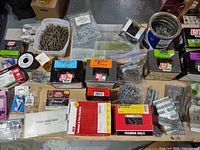 overall view of assorted hardware on table