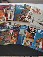 Overhead view of entire collection of hardcover DIY books
