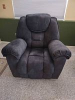 front view of dark gray microfiber recliner chair