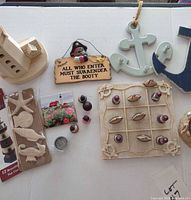 overview of nautical items on table