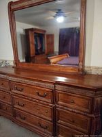 front view of dresser showing mirror and drawers