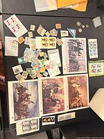 Overview of loose stamps, souvenir sheets and envelopes