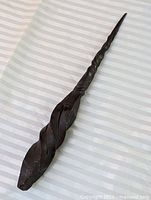 Full view of iron spike showing twisted shaft and pointed tip