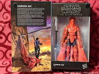 Front and back of sealed Black Series Carnor Jax box