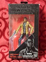 Front view of sealed Star Wars The Black Series Finn (Jakku) figure #01 in box