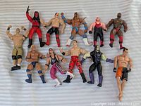 Group shot of all 11 wrestling figures