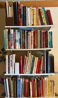 Four wall shelves filled with self-help books