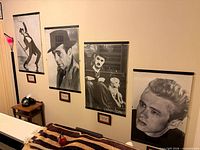 Wall with four black and white movie star posters