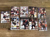 Front view of all ten Ottawa Senators Premier hockey cards