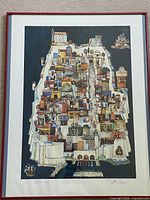 Full view of framed lithograph showing artwork, mat, and frame