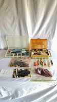Overview of tackle boxes and bagged lures