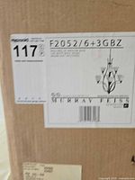Box label showing model F2052/6+3GBZ and Murray Feiss branding