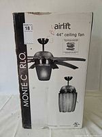 Factory-sealed box front showing Monte Carlo Airlift 44" ceiling fan image