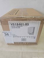 Sealed box showing Murray Feiss VS18401-BS label and specifications