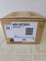 Factory-sealed box with product label showing model WB1497BUS and brand Murray Feiss