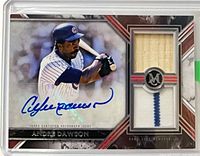 Front of card showing autograph, player image, relic window