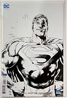Front view of bagged Superman #1 black & white variant