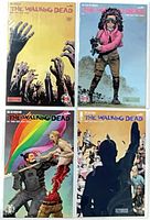Group shot of all four bagged and boarded comic issues showing cover art