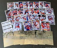 All 27 base cards, checklist, and six hologram cards laid out