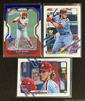 Fronts of all three Alec Bohm rookie cards
