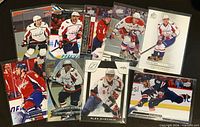 Front view of all nine Alex Ovechkin cards