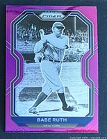 Front of Babe Ruth 2021 Panini Prizm Tier II Purple Prizm card