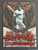 Front view of Babe Ruth Unleashed holographic card