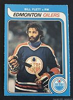 Front of Bill Flett 1979-80 OPC card showing player image and team details