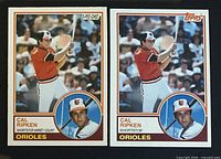 Fronts of both 1983 Cal Ripken Jr. cards, Topps and O-Pee-Chee variants side by side