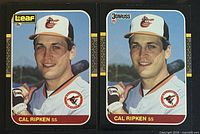 Fronts of the Donruss and Leaf 1987 Cal Ripken Jr cards side-by-side