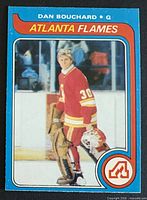 Front of Dan Bouchard O-Pee-Chee card showing player image and card design
