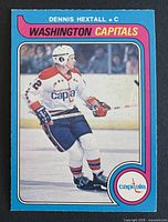 Front of 1979-80 OPC Dennis Hextall card showing player image and team name