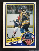Front of Doug Gilmour OPC rookie card showing action photo and card number