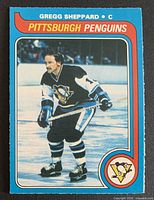 Front of card showing Gregg Sheppard in Penguins uniform, card number 172