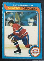 Front of Guy Lapointe 1979-80 O-Pee-Chee card showing player and team details