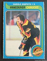 Front of Harold Snepsts 1979-80 O-Pee-Chee card showing player and team logo