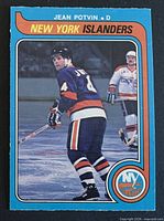 Front of Jean Potvin O-Pee-Chee card showing image, borders, team logo