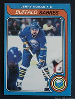 Front of Jerry Korab O-Pee-Chee card showing image, border and team logo