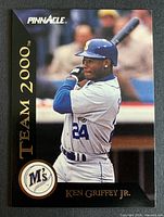 Front of the 1992 Pinnacle Team 2000 Ken Griffey Jr. card showing player image and gold foil text