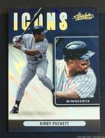 Front of Kirby Puckett Icons insert card showing design and condition