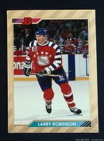 Front view of Larry Robinson Bowman gold foil card showing player photo and border design