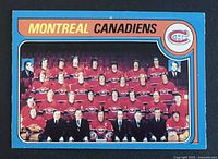 Front of OPC card showing Montreal Canadiens team photo and card border