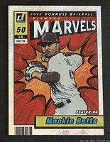 Front of Panini Donruss Diamond Marvels Mookie Betts card showing holographic foil design