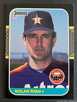 Front of 1987 Donruss Nolan Ryan card #138, showing player image and logos