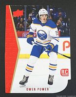 Front view of die-cut Owen Power rookie card