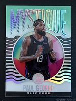 Front view of Paul George Mystique card showing holographic design and card number