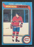 Front of Pierre Larouche 1979-80 OPC hockey card #233 showing player image and team graphics