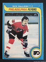 Front of Rick MacLeish O-Pee-Chee hockey card #75